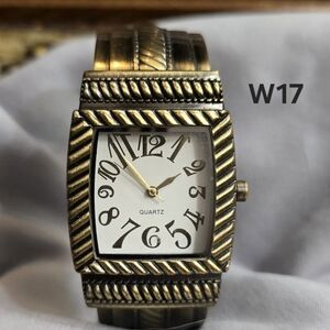 Gorgeous Quartz Watch – Antique Gold Hinged Cuff